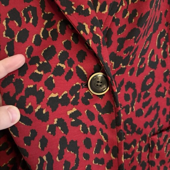 Susan Graver Women Plus SZ 2X Red Cheetah Print 1-Button Lined Blazer Jacket - Picture 4 of 10
